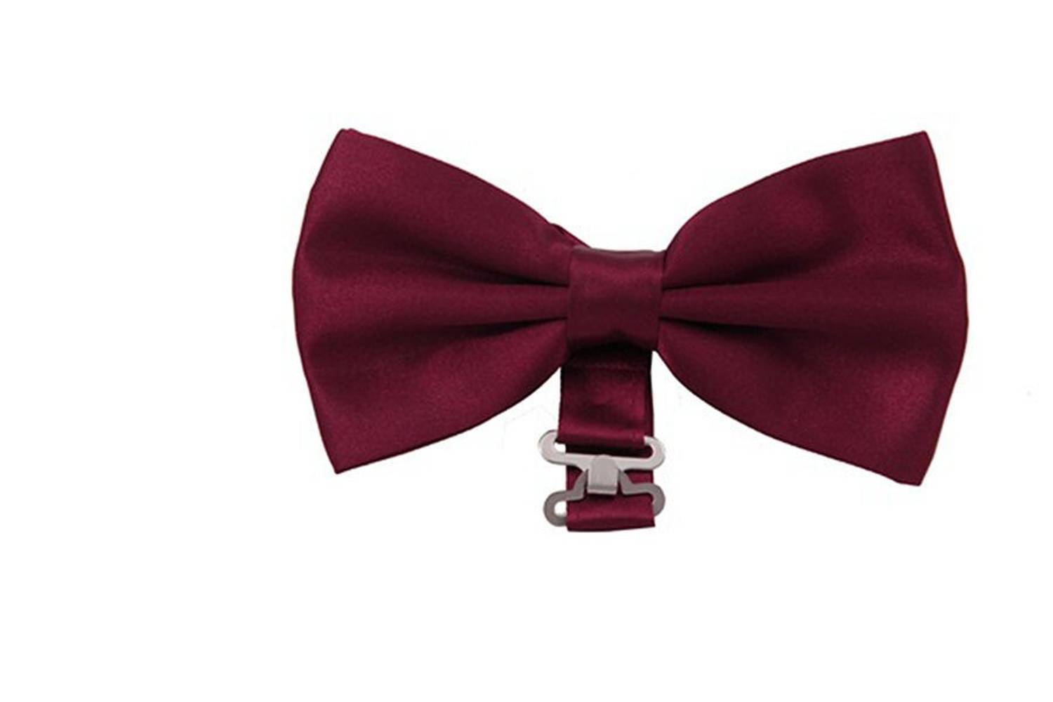 Varetta Men's Claret Red Satin Fabric Bowtie
