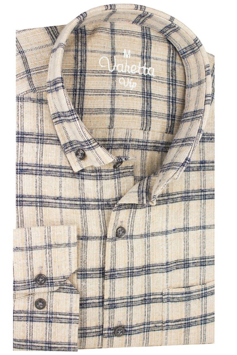 Чоловіча бежева класична сорочка з ґудзиком, з одною кишенею, зимова, з 100% органічної бавовни, вільного крою