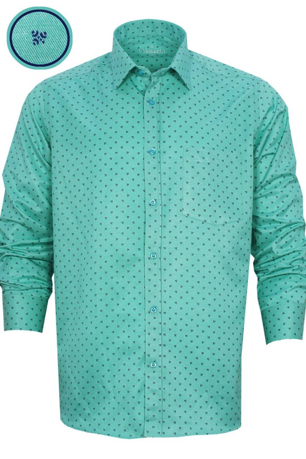 Men's Mint Green Printed Classic Fit Long Sleeve Shirt