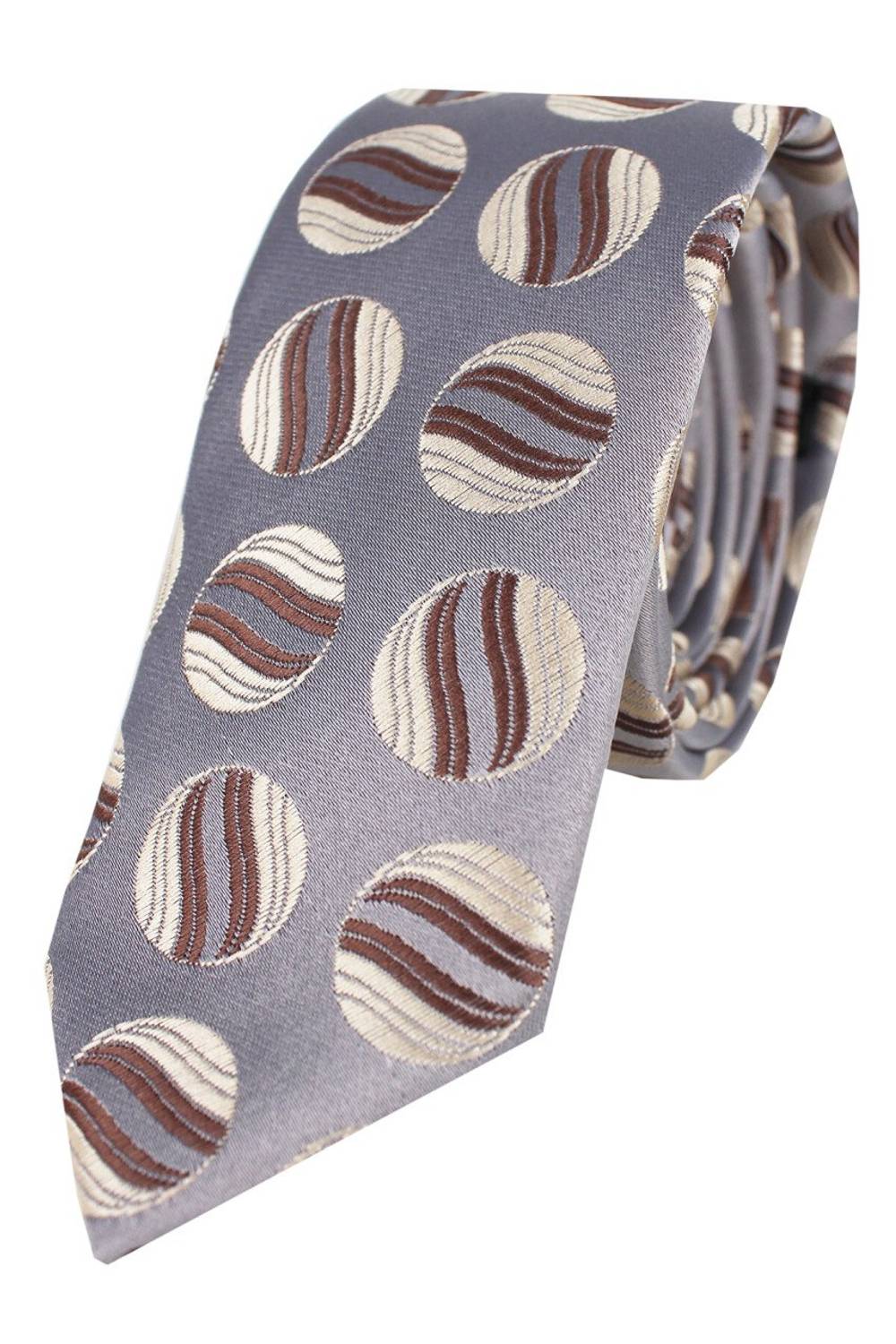 Чоловічий сірий кавовий краватка з візерунком, тонкий зріз, ширина 5.7 см, довжина 135 см