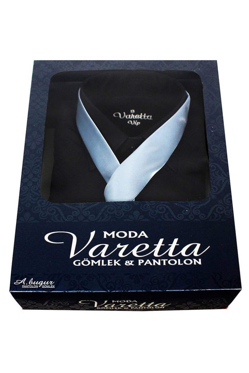 Чорна класична сорочка для чоловіків з довгими рукавами та одним кишенею з набором білої краватки та хусточки