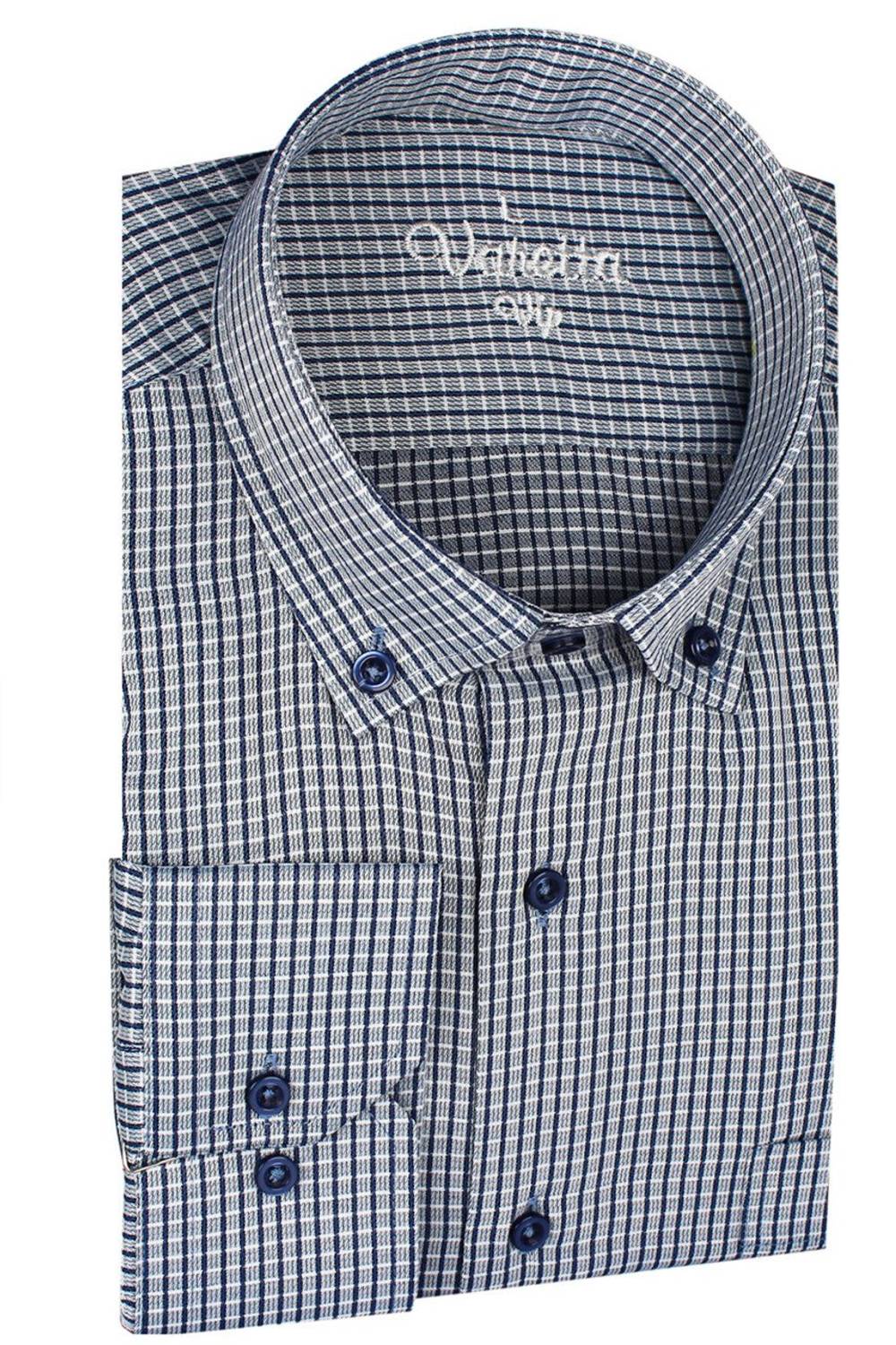 Мужская классическая рубашка с длинным рукавом, одно карманом, темно-синего цвета, свободного кроя, без пуговиц на воротнике