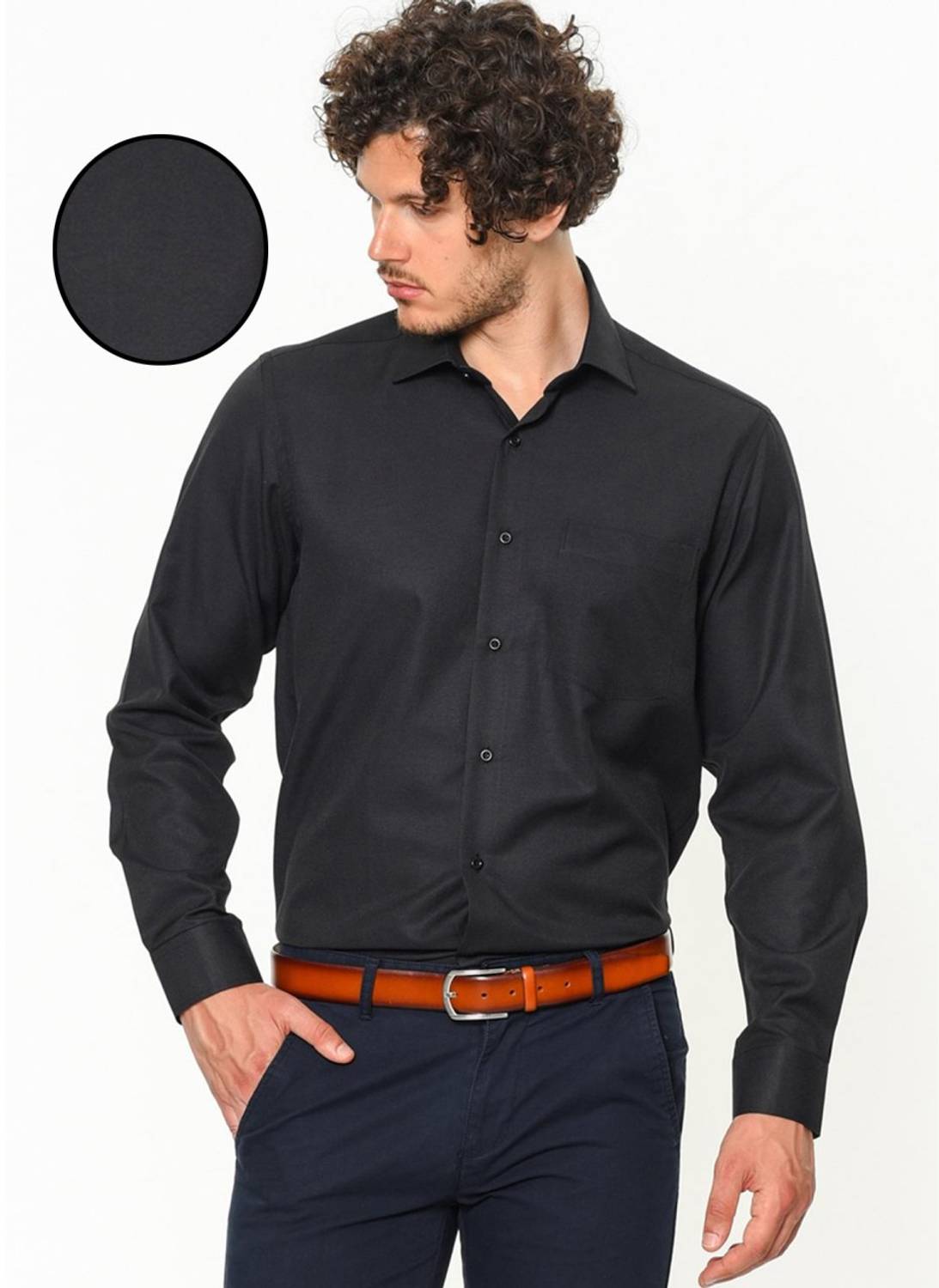 Чорна класична сорочка Varetta для чоловіків з довгим рукавом, 67% бавовна, 33% поліестер, модний вільний крій, один кишеня