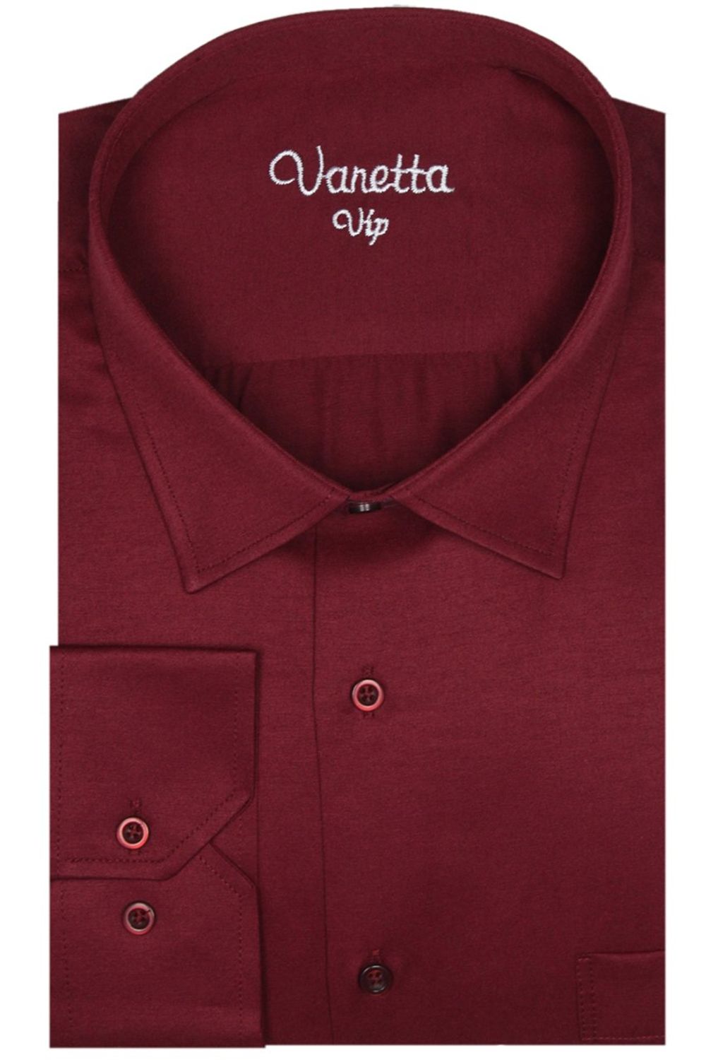 Varetta Men's Claret Red Classic Cut Long Sleeve Single Pocket Shirt