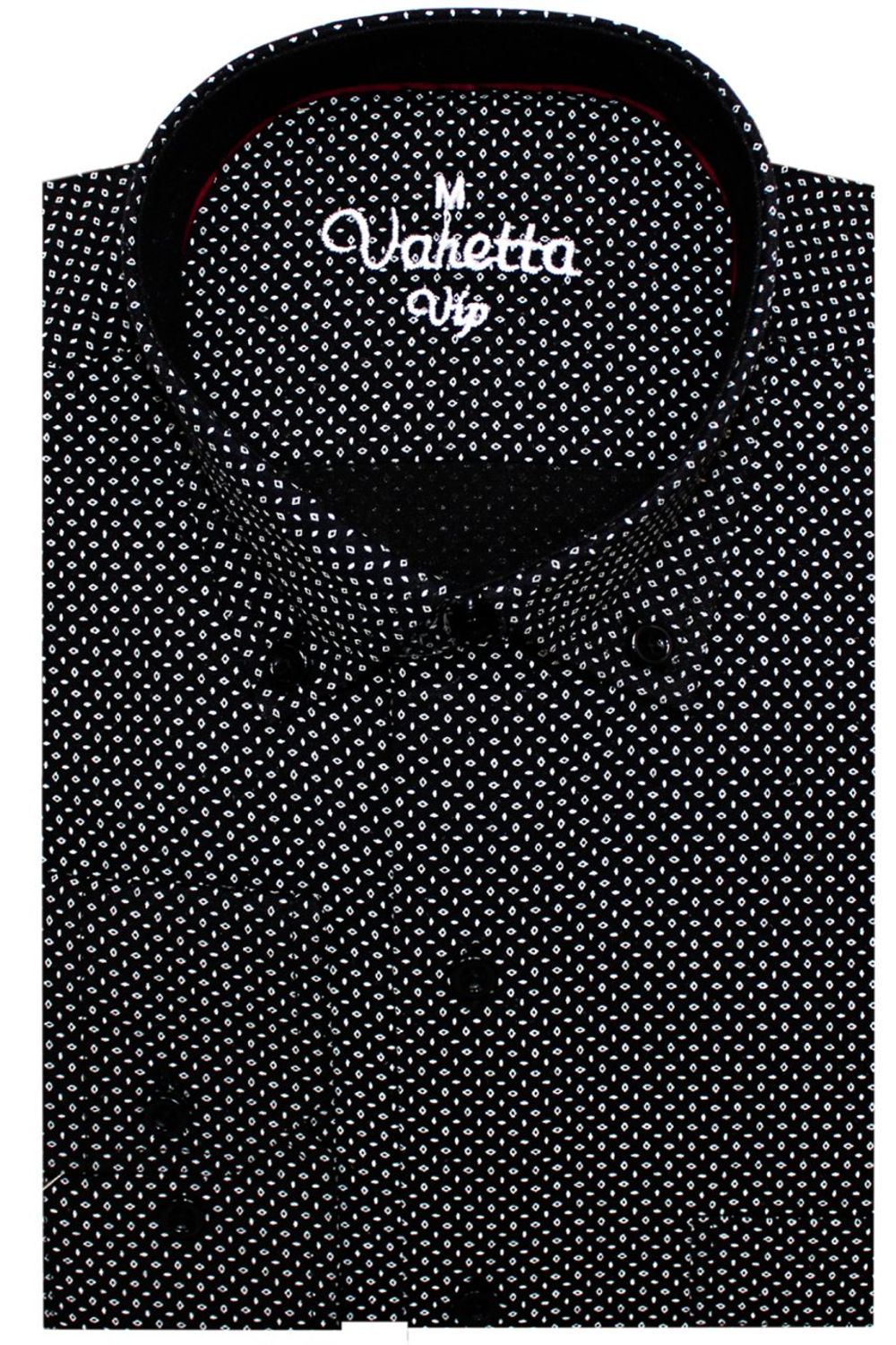 Varetta Erkek Siyah Digital Baskılı Klasik Kesim Cepli Uzun Kol Gömlek