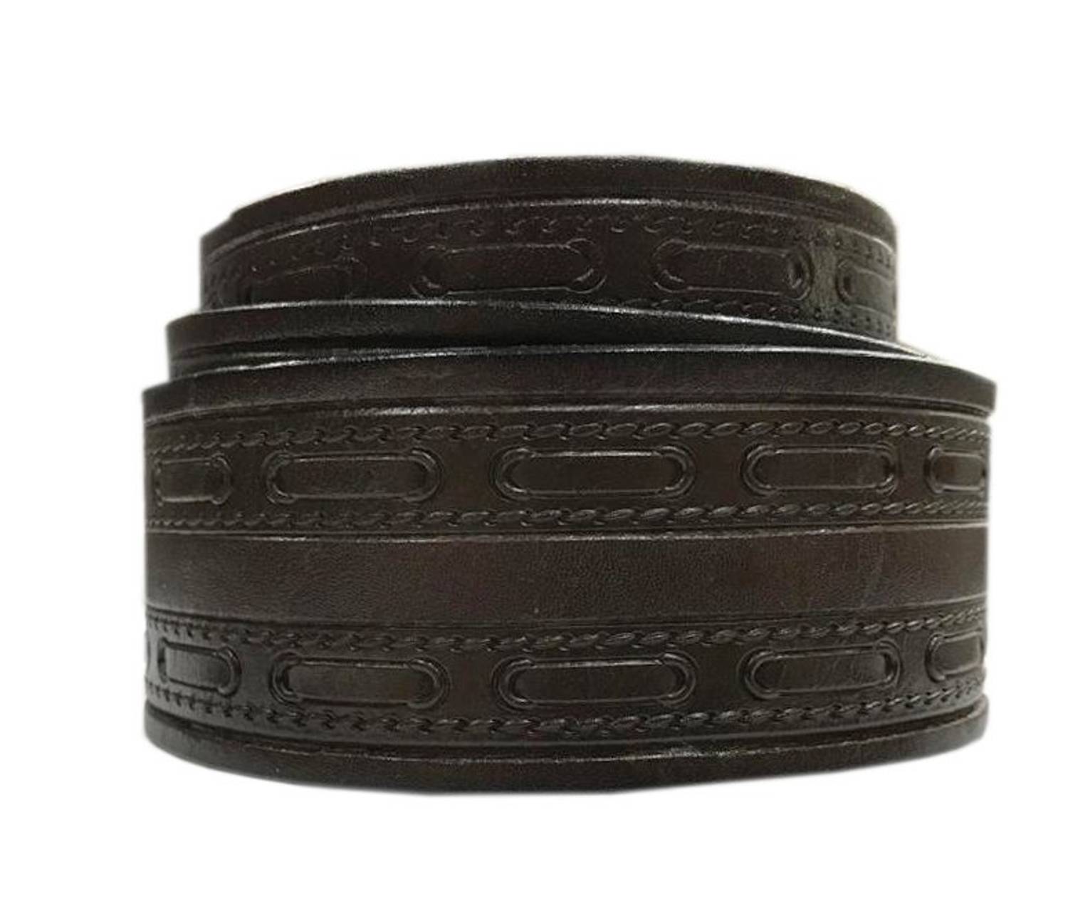 حزام جلد الدينيم البني الداكن للرجال