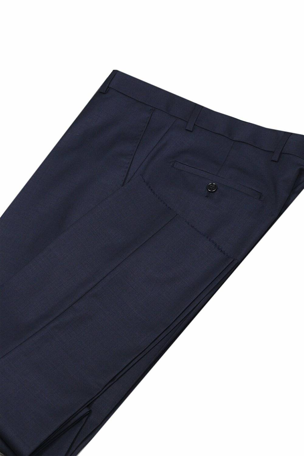 Men's Dark Navy Blue Polyviscon Fabric Trousers