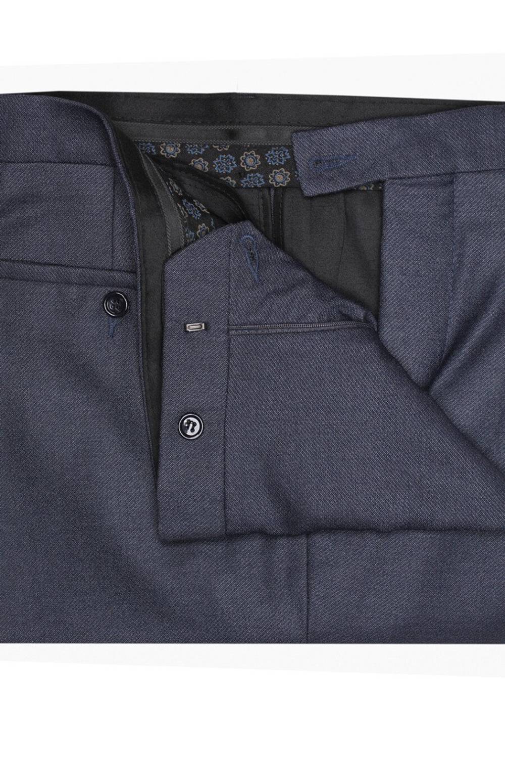 Men's Midnight Blue Polyviscon Fabric Trousers