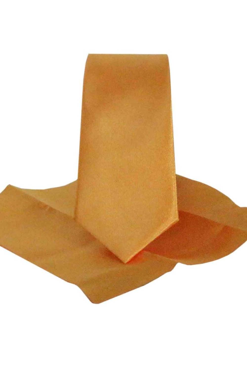 ربطة عنق منديل مستقيم من الساتان ذو قصة ضيقة بلون الخردل للرجال