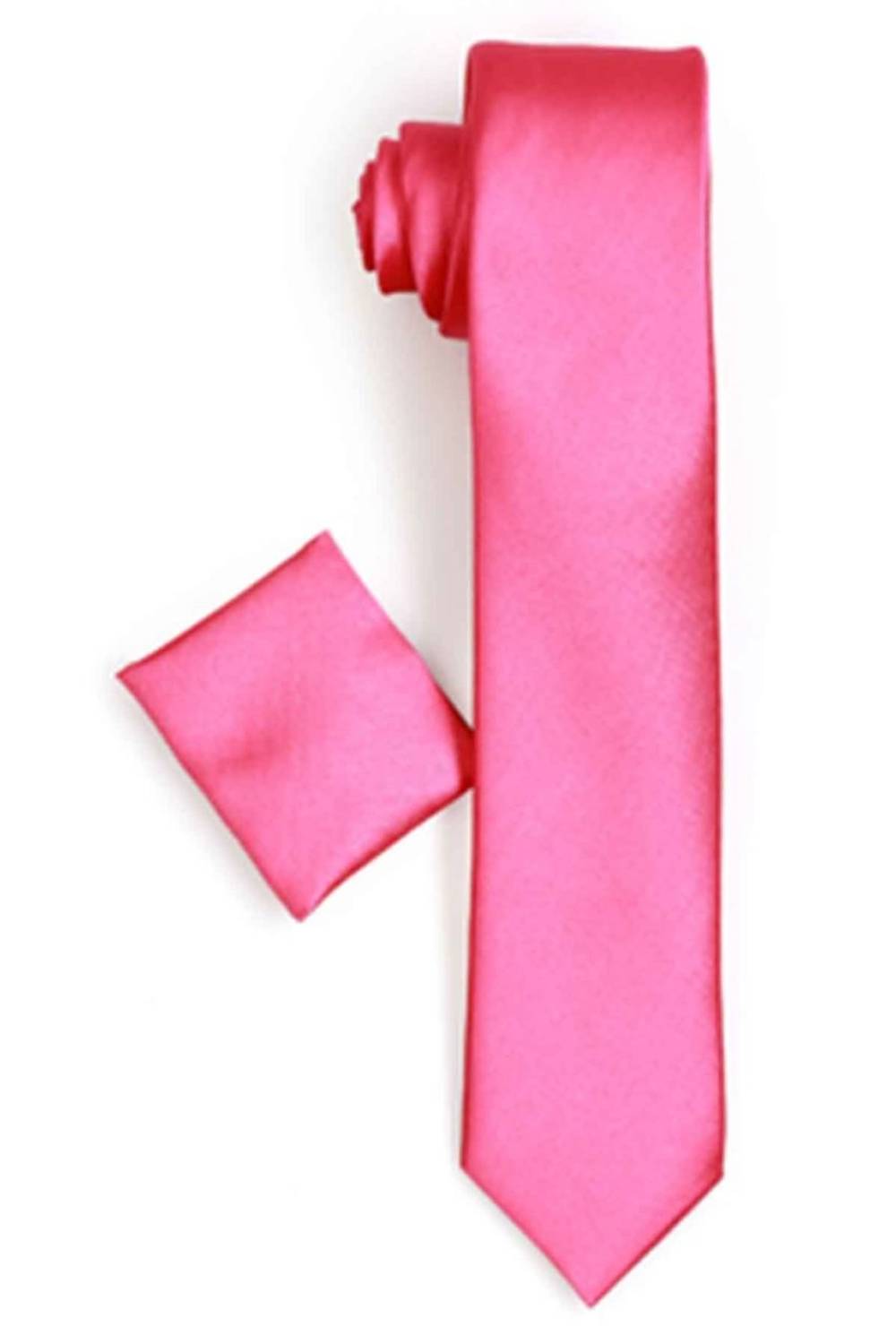 ربطة عنق رجالية مستقيمة من الساتان ذات قصة ضيقة فوشيا