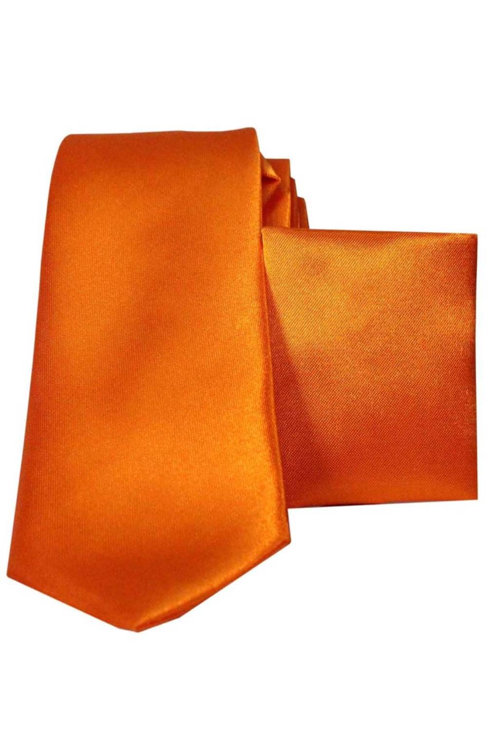ربطة عنق رجالية مستقيمة من الساتان بقصة واسعة برتقالية اللون