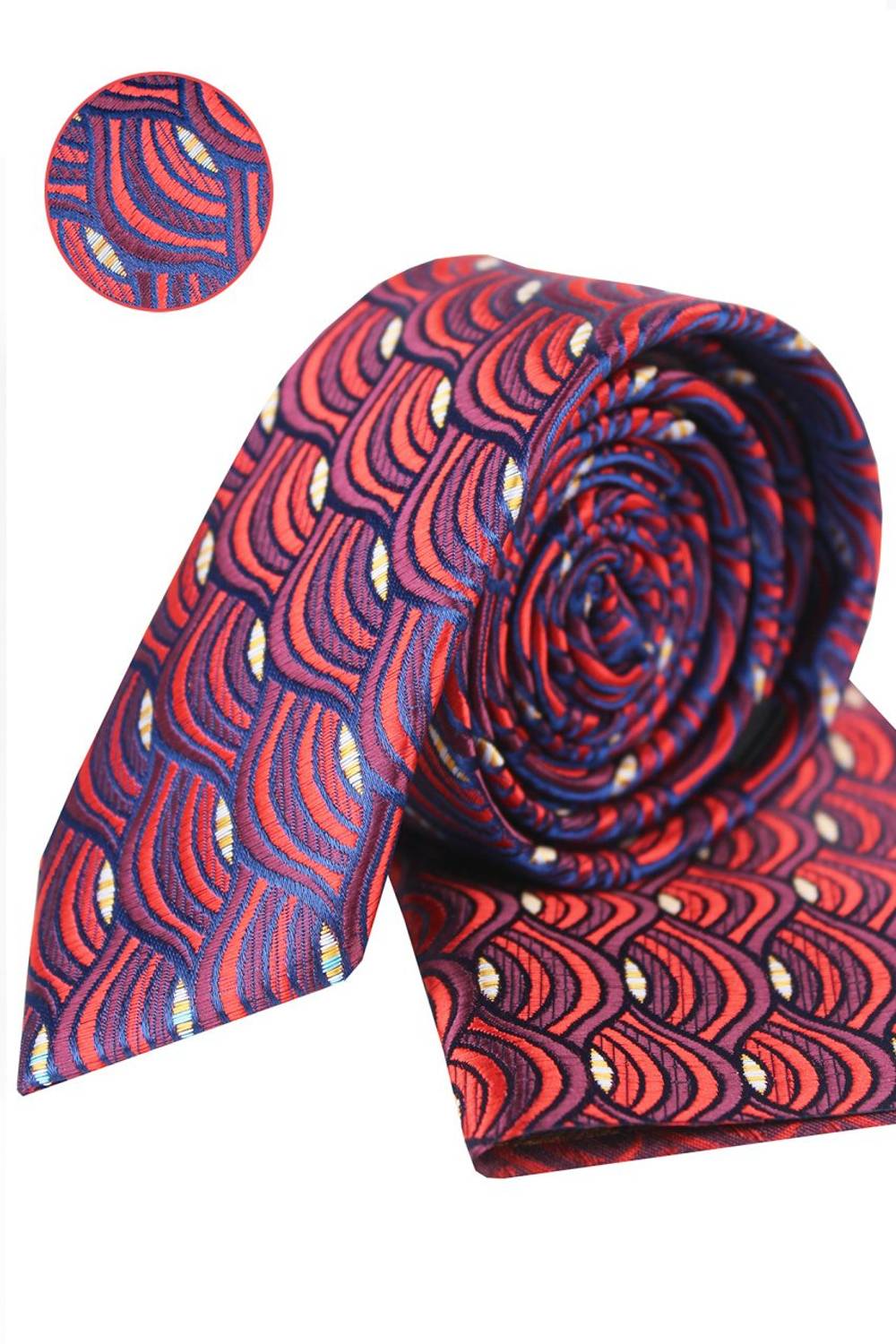 ربطة عنق رجالية منقوشة بلون الكرز