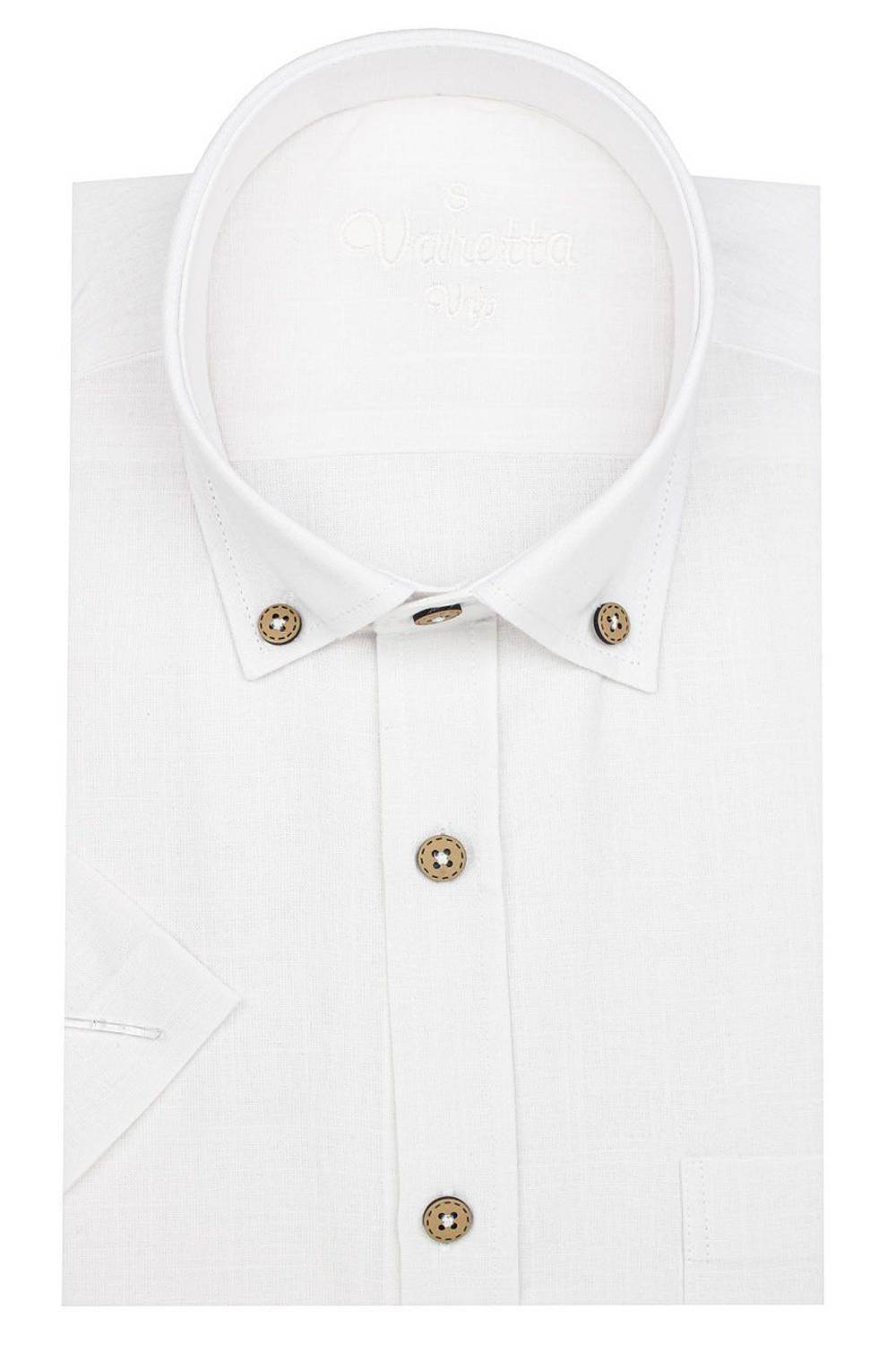 Men's White Linen Classic Cut Short Sleeve Shirt