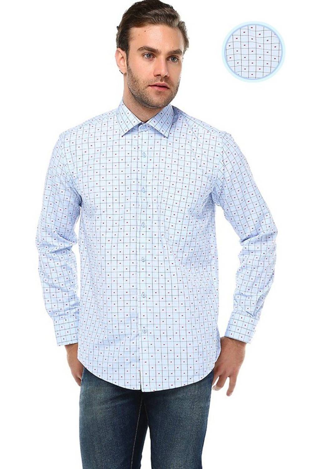 Varetta Men's Blue Classic Cut Checkered Shirt