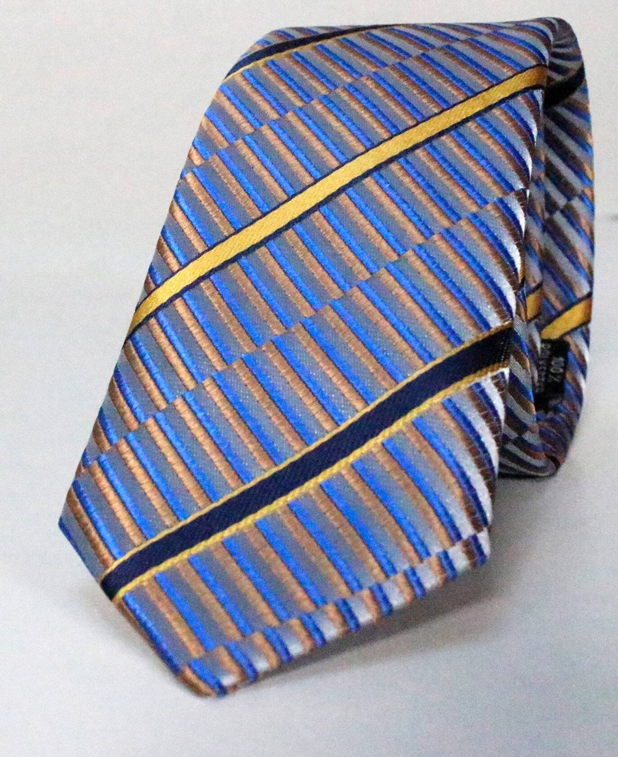 ربطة عنق منقوشة منديل مزخرف باللون الرمادي والأزرق للرجال