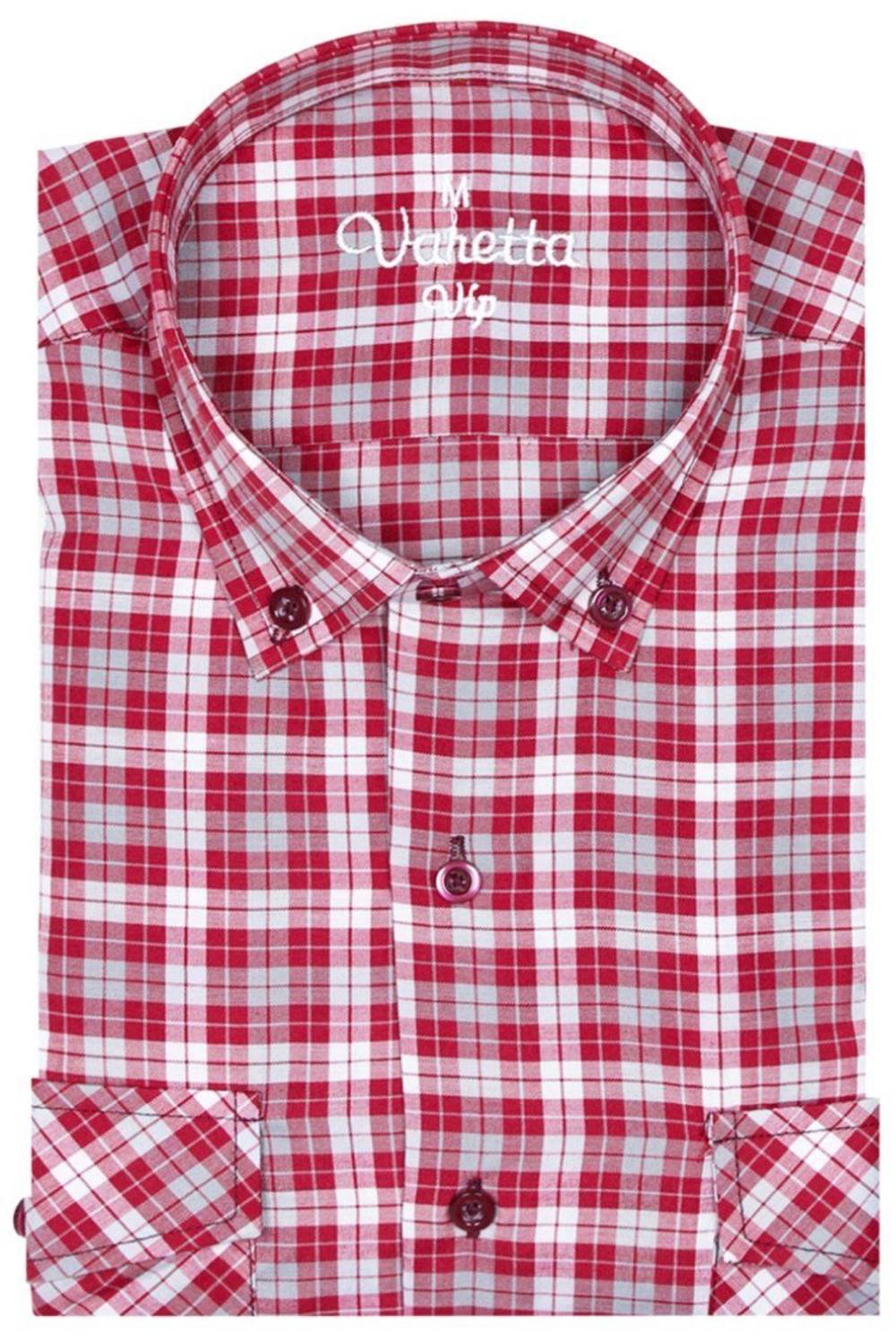 Червона чоловіча класична сорочка з двома кишенями та довгим рукавом VARETTA
