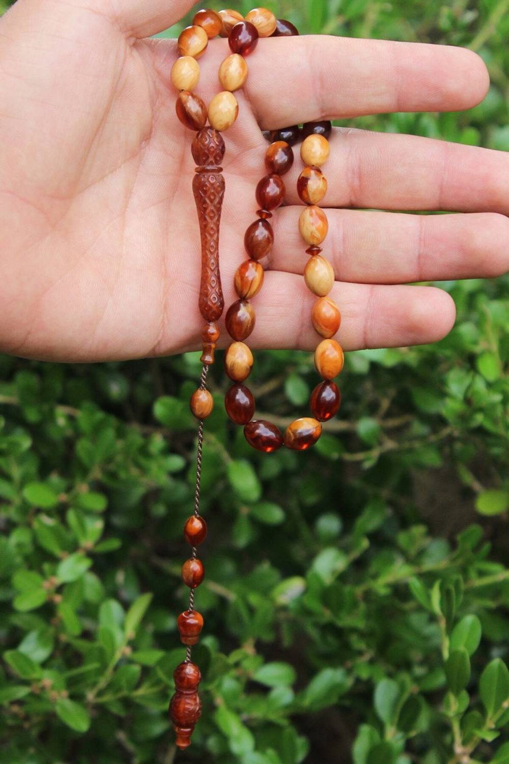 سبحة ذكر 33 لوكس مسحوق كستنائي بني كستنائي مقطوع بالشعير