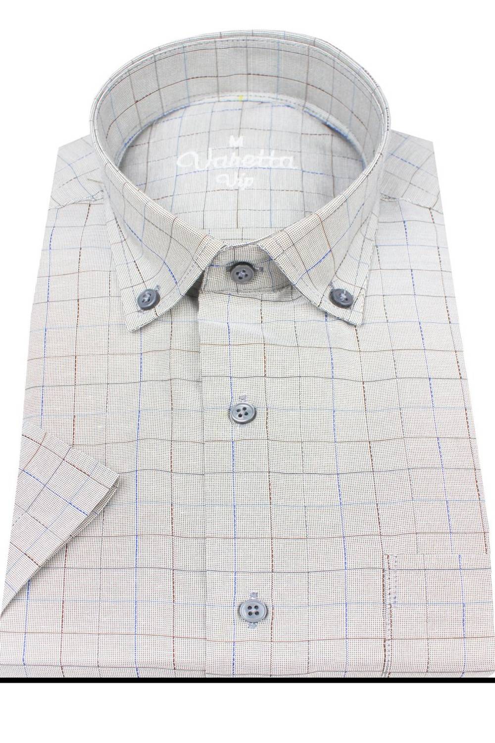 Men's Light Gray Short Sleeve Classic Cut Collar Buttoned One Pocket Shirt