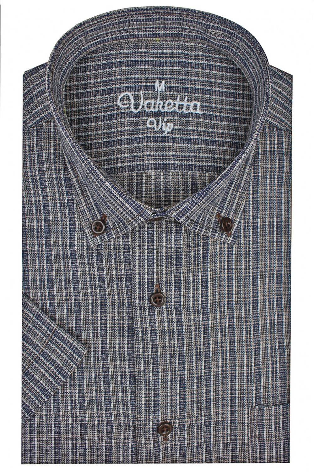 Men's Brown Short Sleeve Classic Cut Collar Buttoned One Pocket Shirt