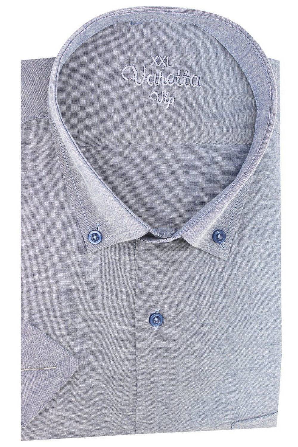 Erkek Koyu Gri Kısa Kollu Büyük Beden Pamuk Saten Gömlek