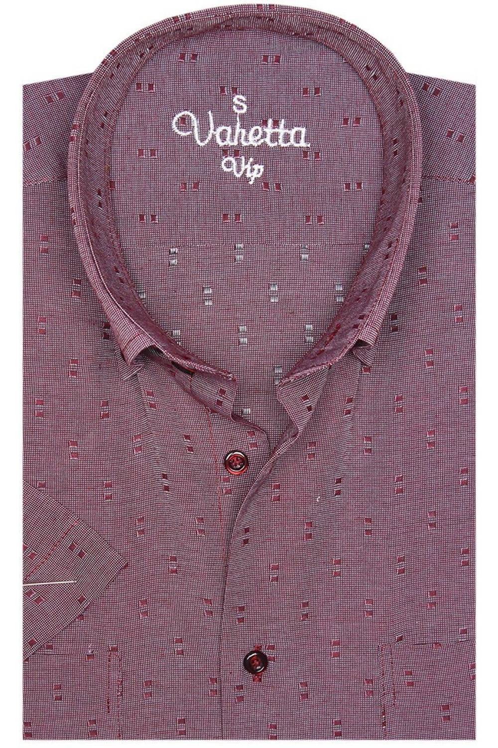 Men's Cherry Color Double Pocket Short Sleeve Classic Cut Shirt