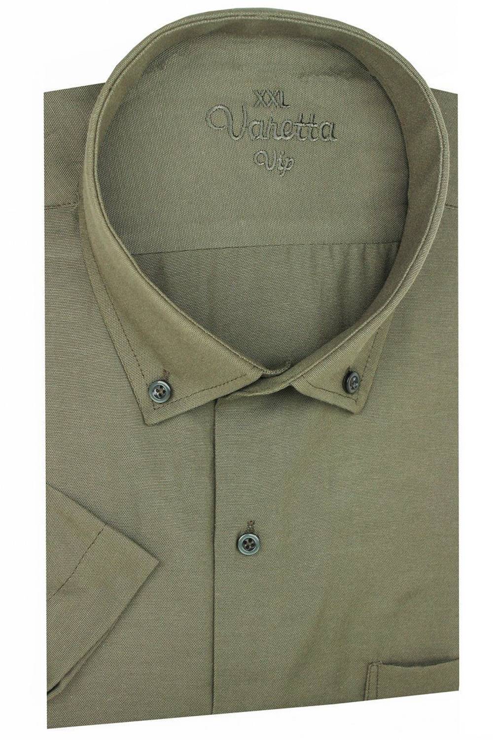 Erkek Yeşil Kısa Kollu Büyük Beden Pamuk Saten Gömlek