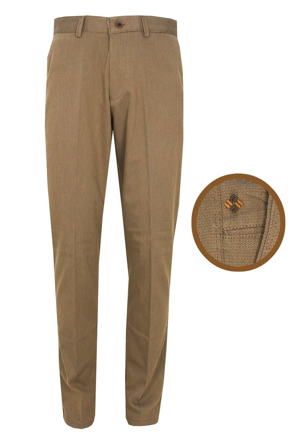 Erkek Koyu Hardal Klasik Kesim Keten Pantolon