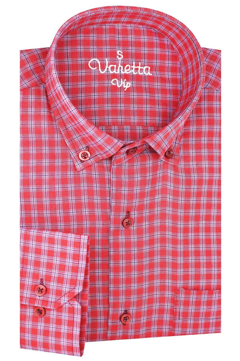 Чоловіча класична сорочка з довгими рукавами кольору венеційського червоного