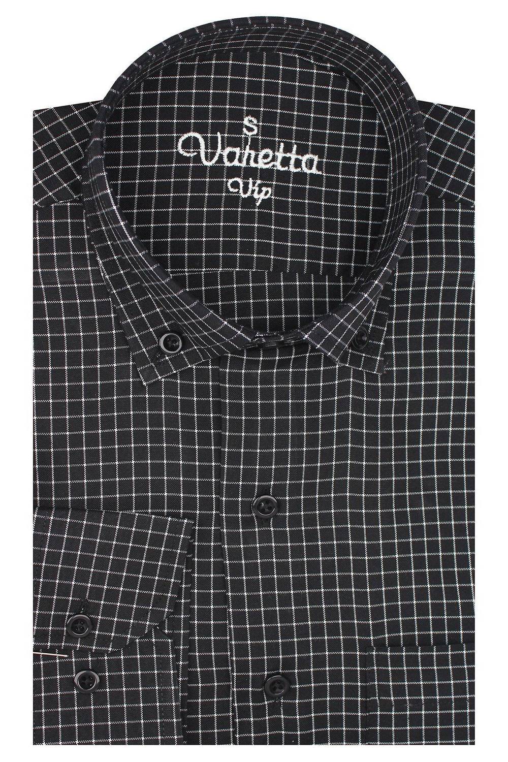 Men's Black Checked Long Sleeve Classic Cut Shirt