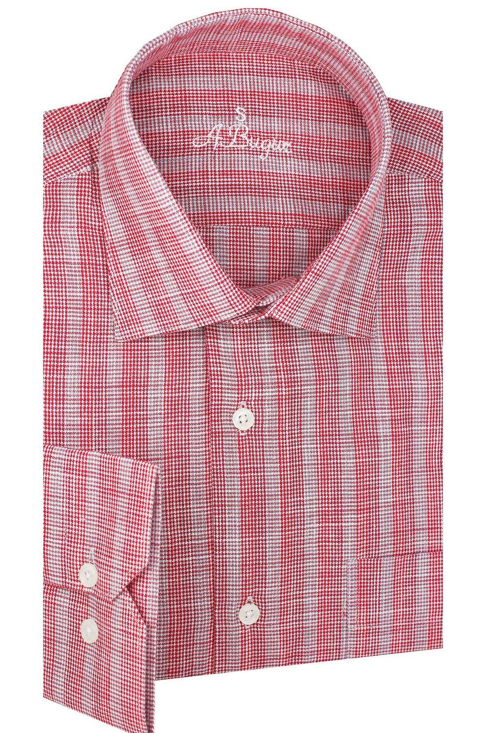Men's Dried Rose Checkered Long Sleeve Classic Cut Shirt