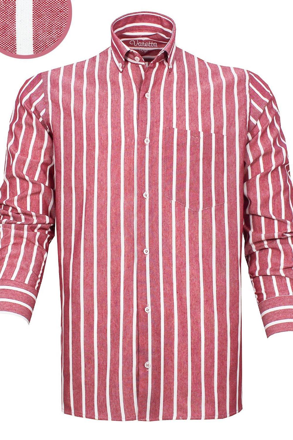 Erkek Bordo Çizgili Pano Desen Uzun Kol Düğmeli Yaka Klasik Kesim Gömlek