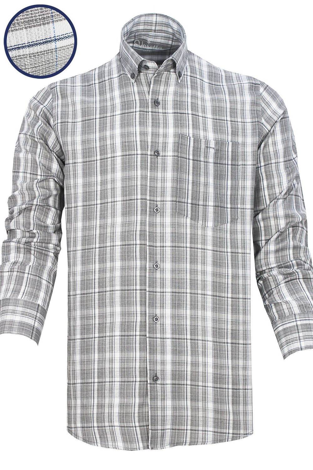 Varetta Men's Gray Checked Long Sleeve Classic Cut Collar Buttoned Shirt