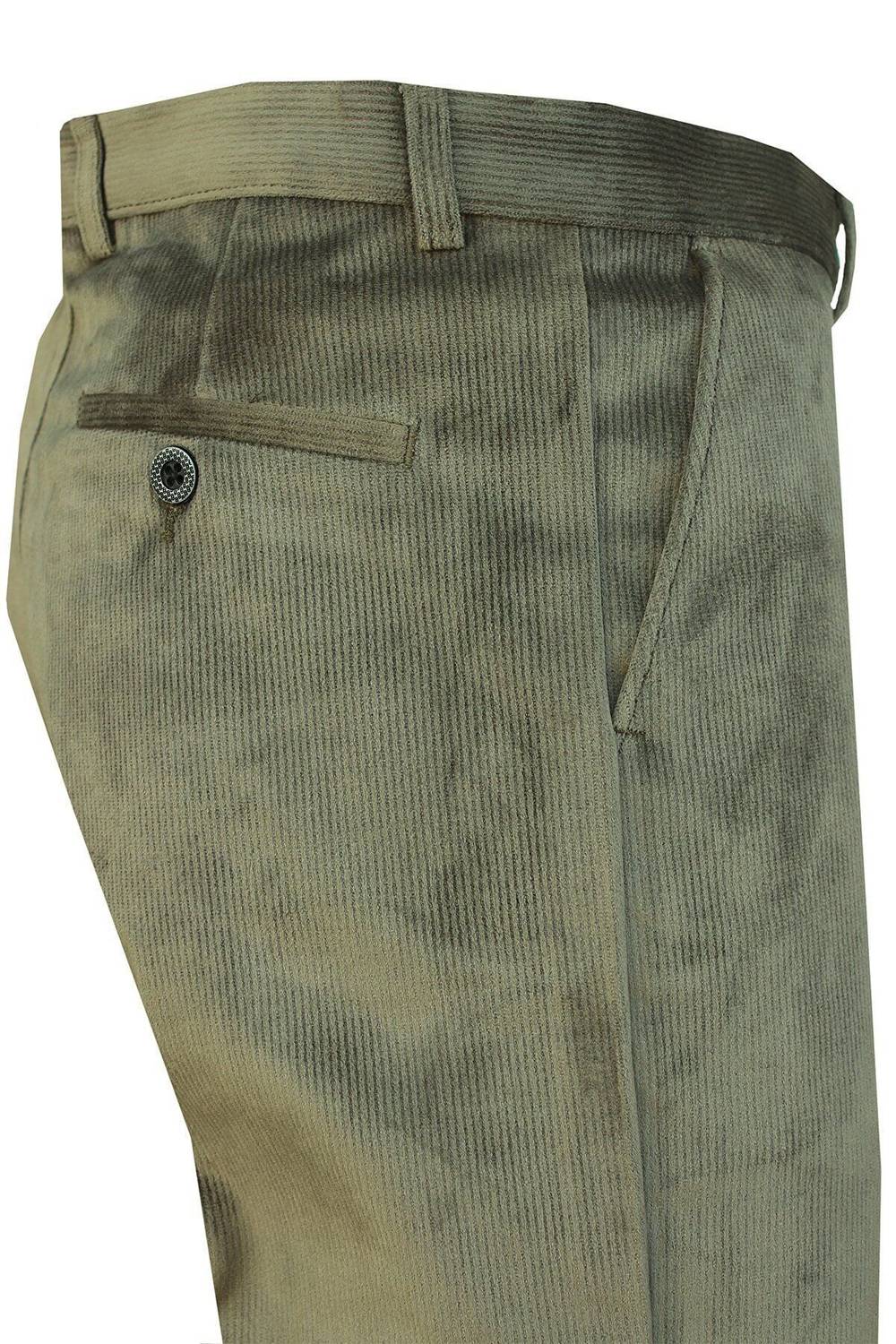 Varetta Erkek Yeşil Kışlık Kadife Çizgili Cepli Klasik Kesim Pantolon