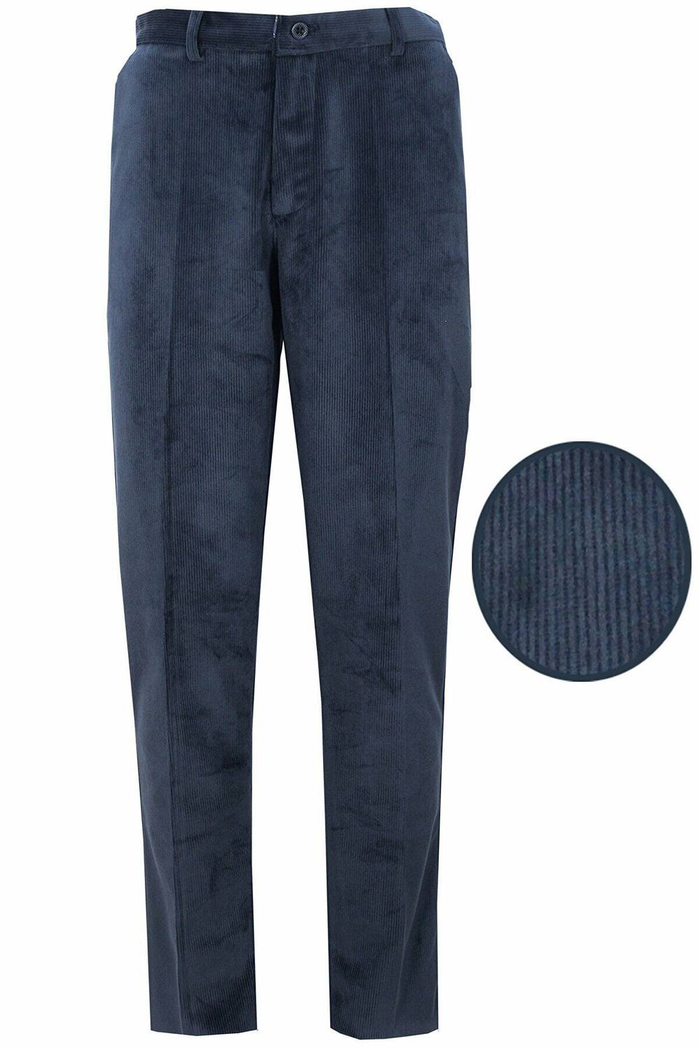 Varetta Erkek Lacivert Kışlık Kadife Çizgili Cepli Klasik Kesim Pantolon