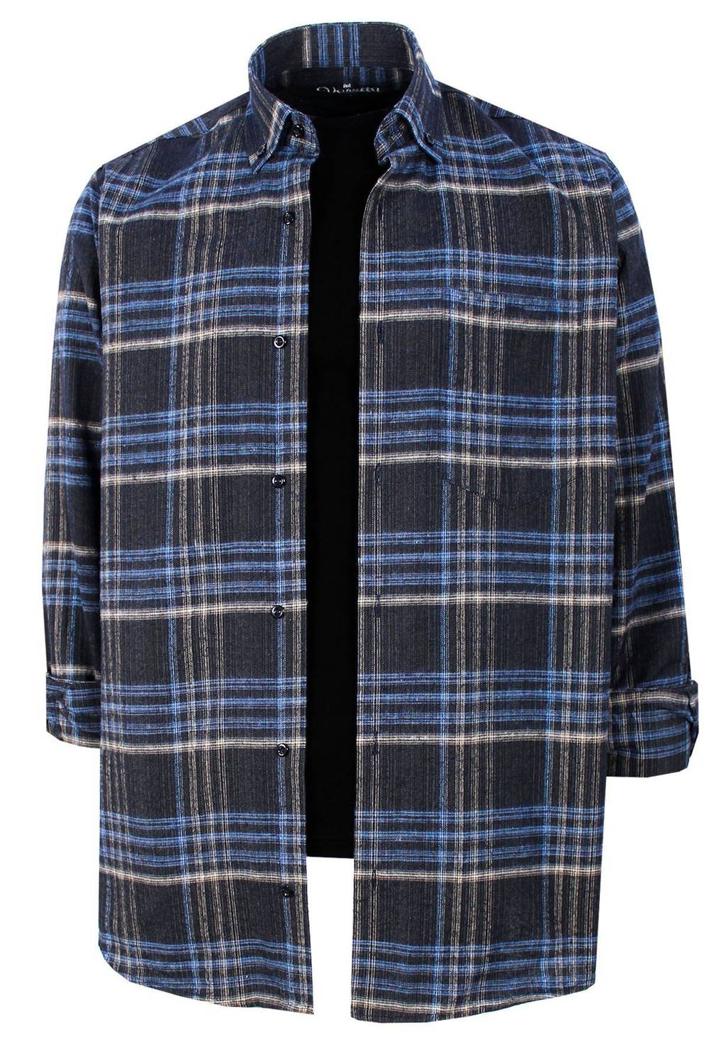 Varetta Men's Black Classic Cut Collar Buttoned Winter Shirt