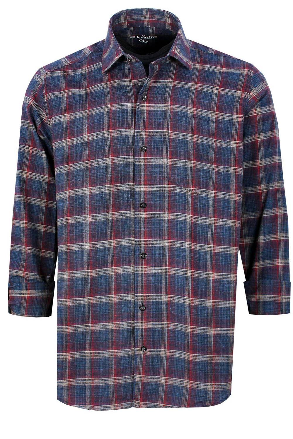 Varetta Men's Navy Blue Checkered Classic Cut Winter Shirt