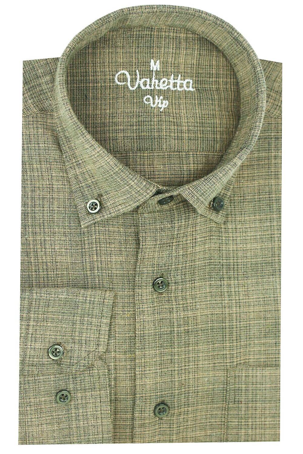 Varetta Men's Green Checkered Classic Cut Winter Shirt