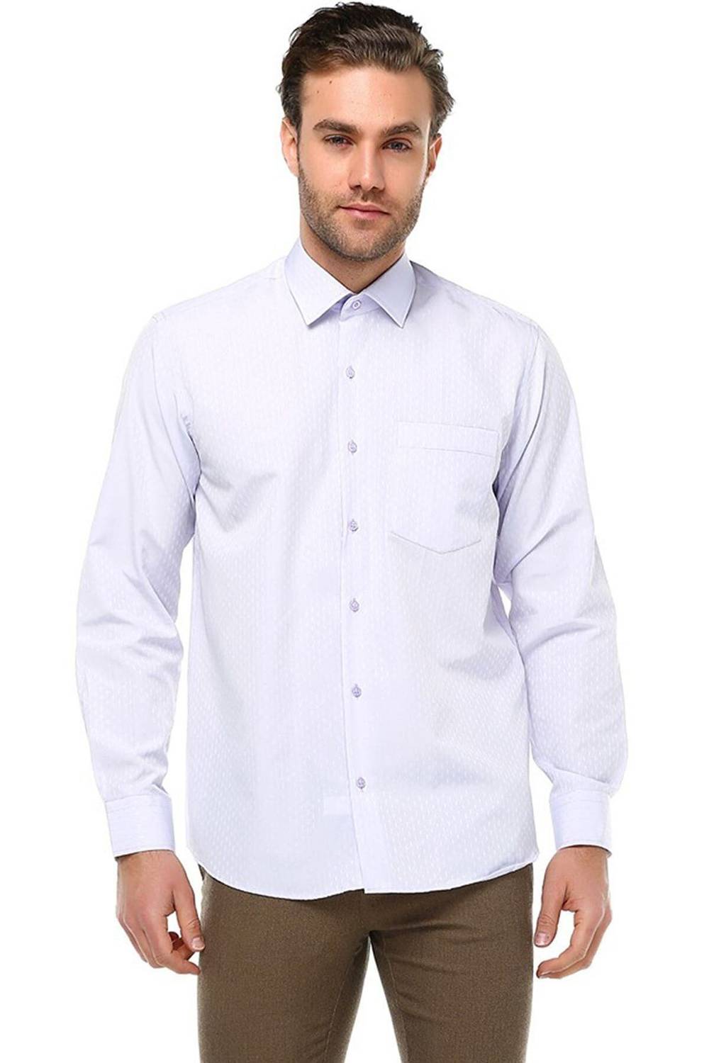 Varetta Erkek Gri Mini Desenli Kol Klasik Kesim Yaka Düğmeli Gömlek