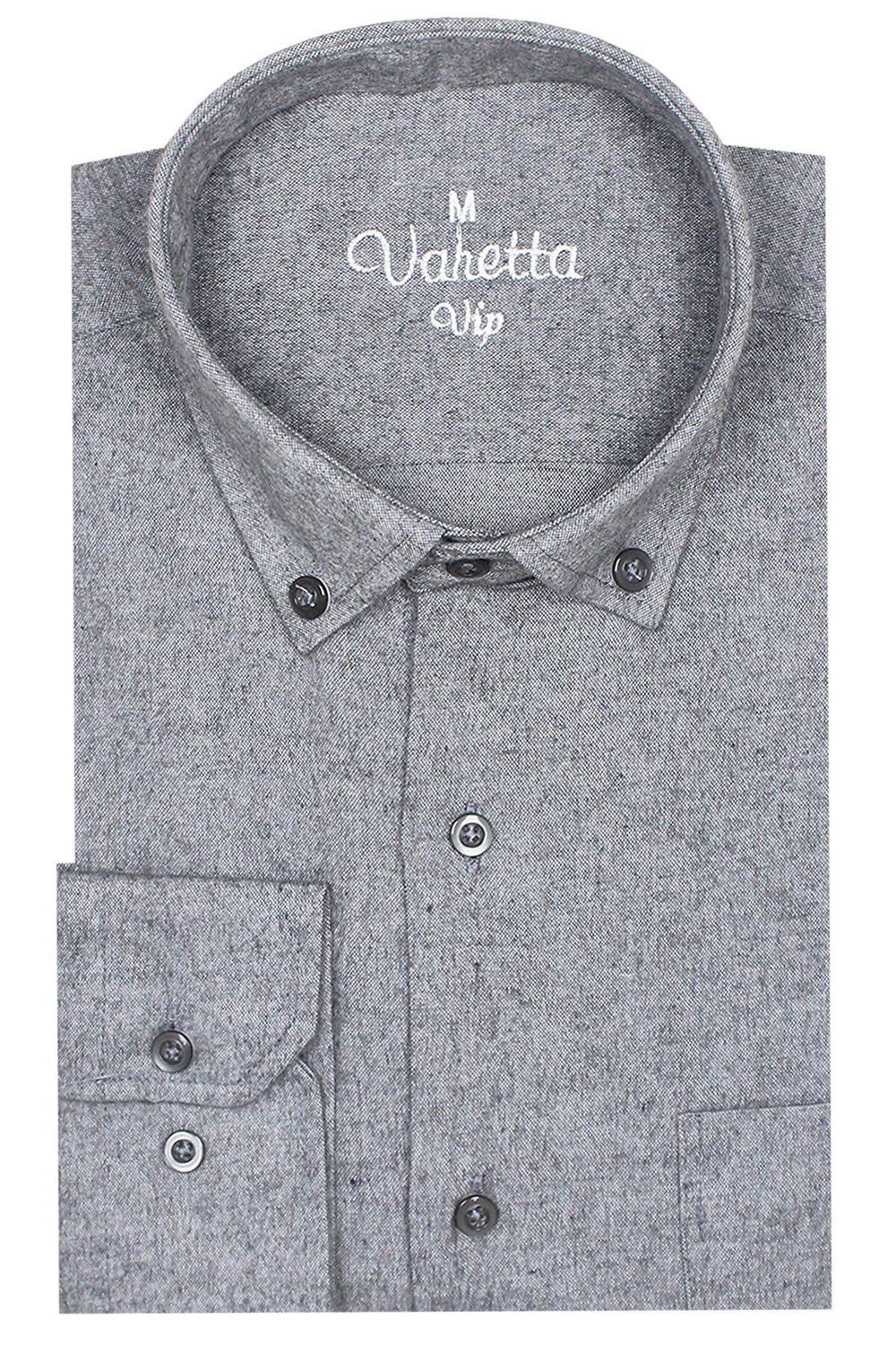 Чоловіча сіра зимова сорочка з довгим рукавом, широкий крій, 100% бавовна, з одним кишенею, для великих розмірів