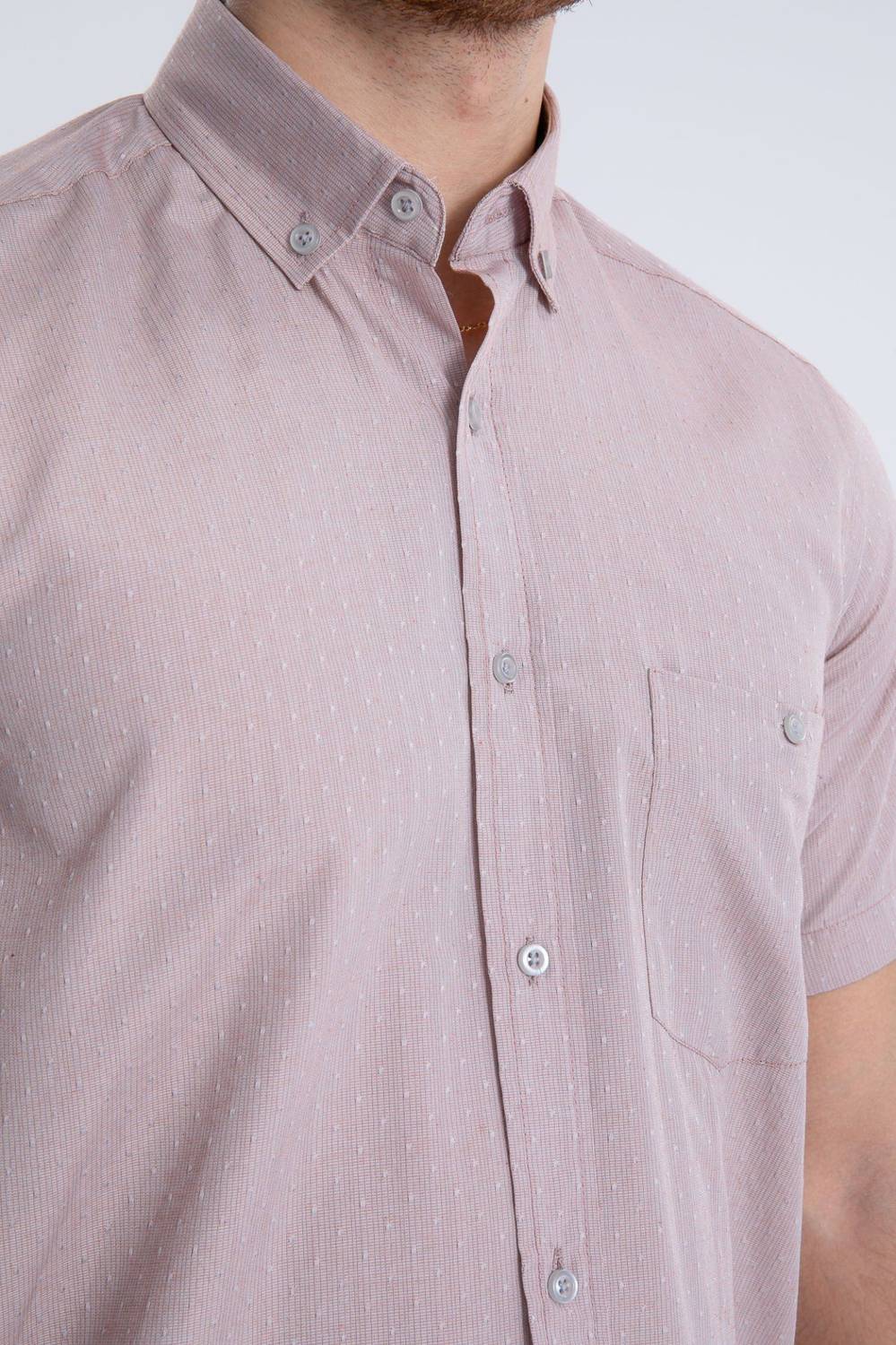 Varetta Erkek Pembe Pamuklu Kısa Kollu Cepli Yazlık Gömlek