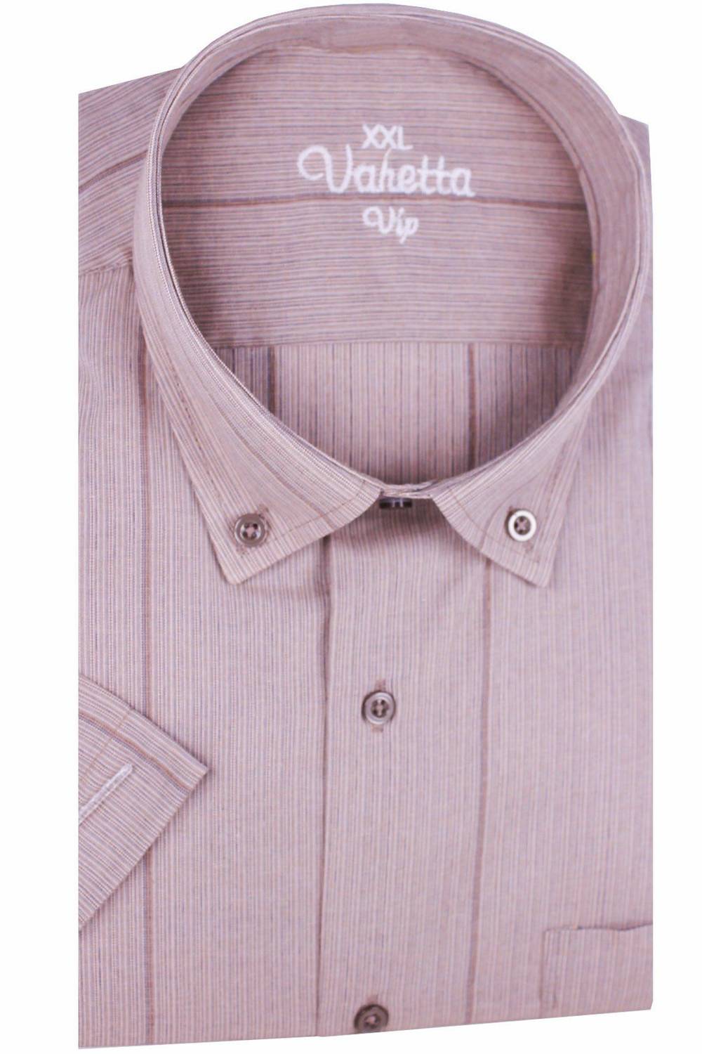 Varetta Men's Pink Plus Size Striped Short Sleeved Summer Shirt