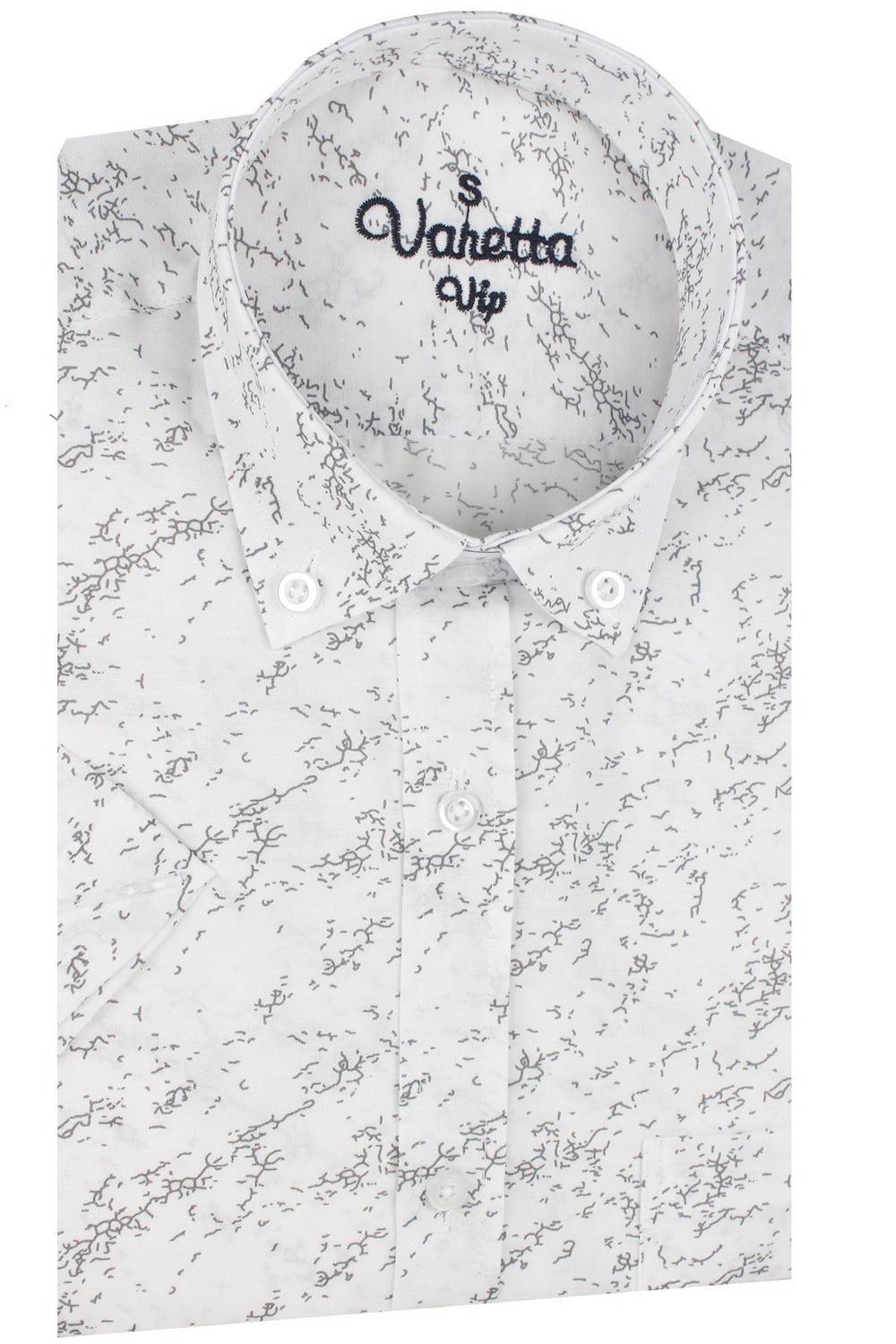 Varetta Erkek Gri Cepli Baskılı Kısa Kollu Gömlek