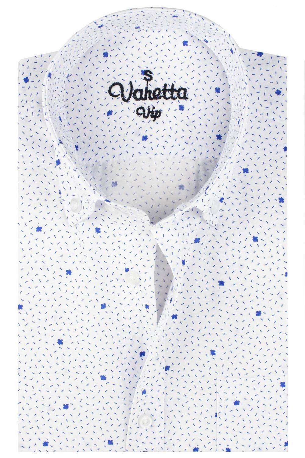 Varetta Men's Blue Pocket Printed Long Sleeve Shirt