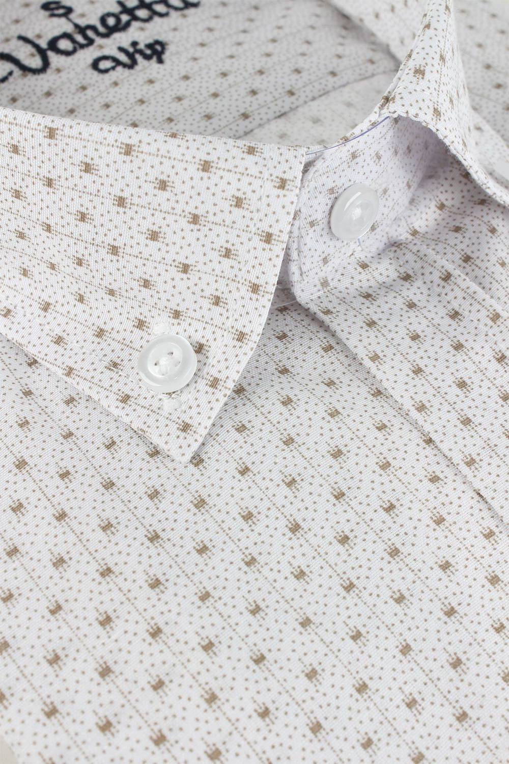 Varetta Men's White Pocket Printed Long Sleeve Shirt