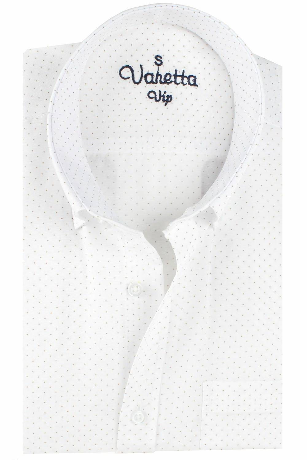 Varetta Erkek Sütlü Kahverengi Cepli Baskılı Uzun Kollu Gömlek