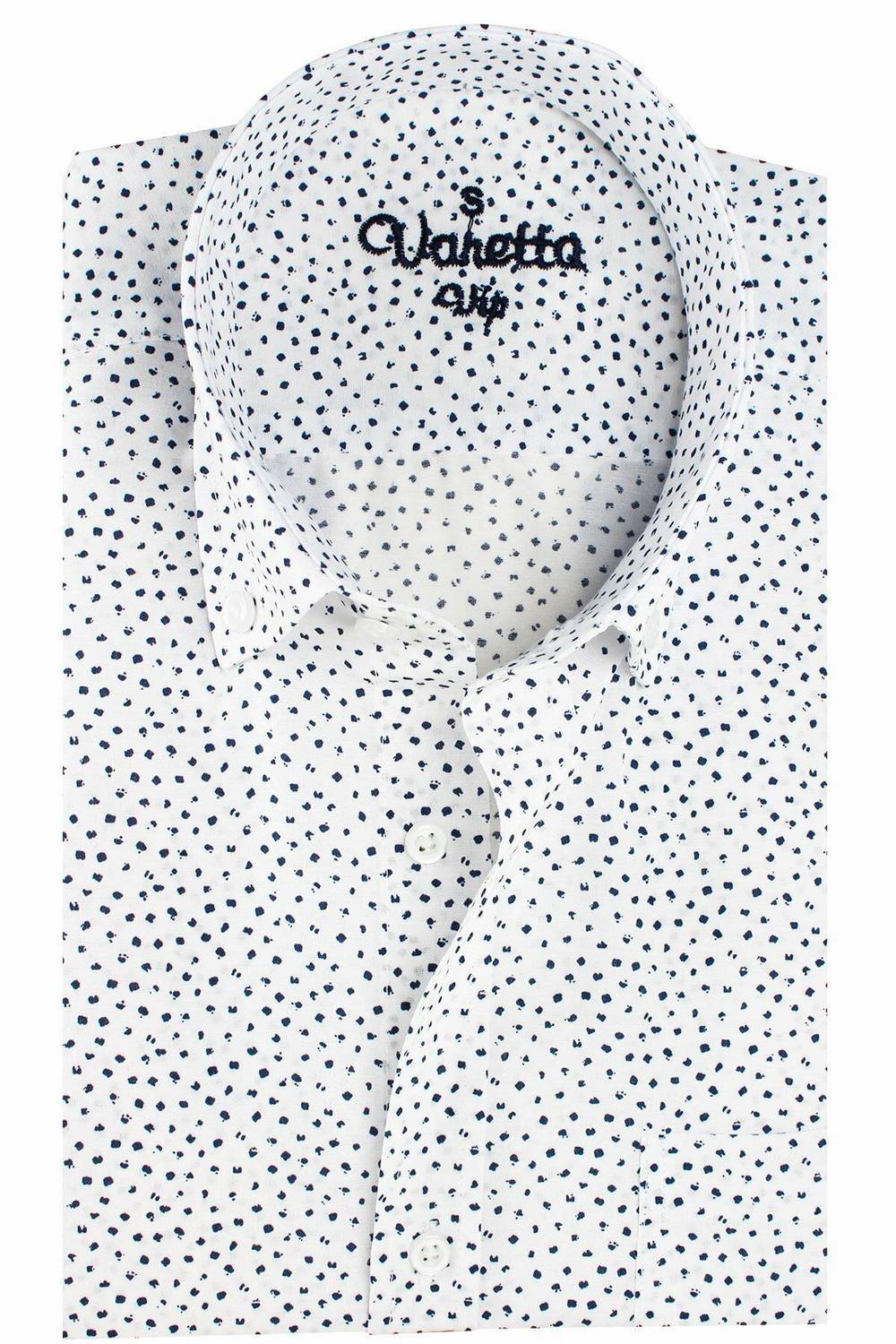 قميص بأكمام طويلة مطبوع بجيب أزرق كحلي للرجال من Varetta