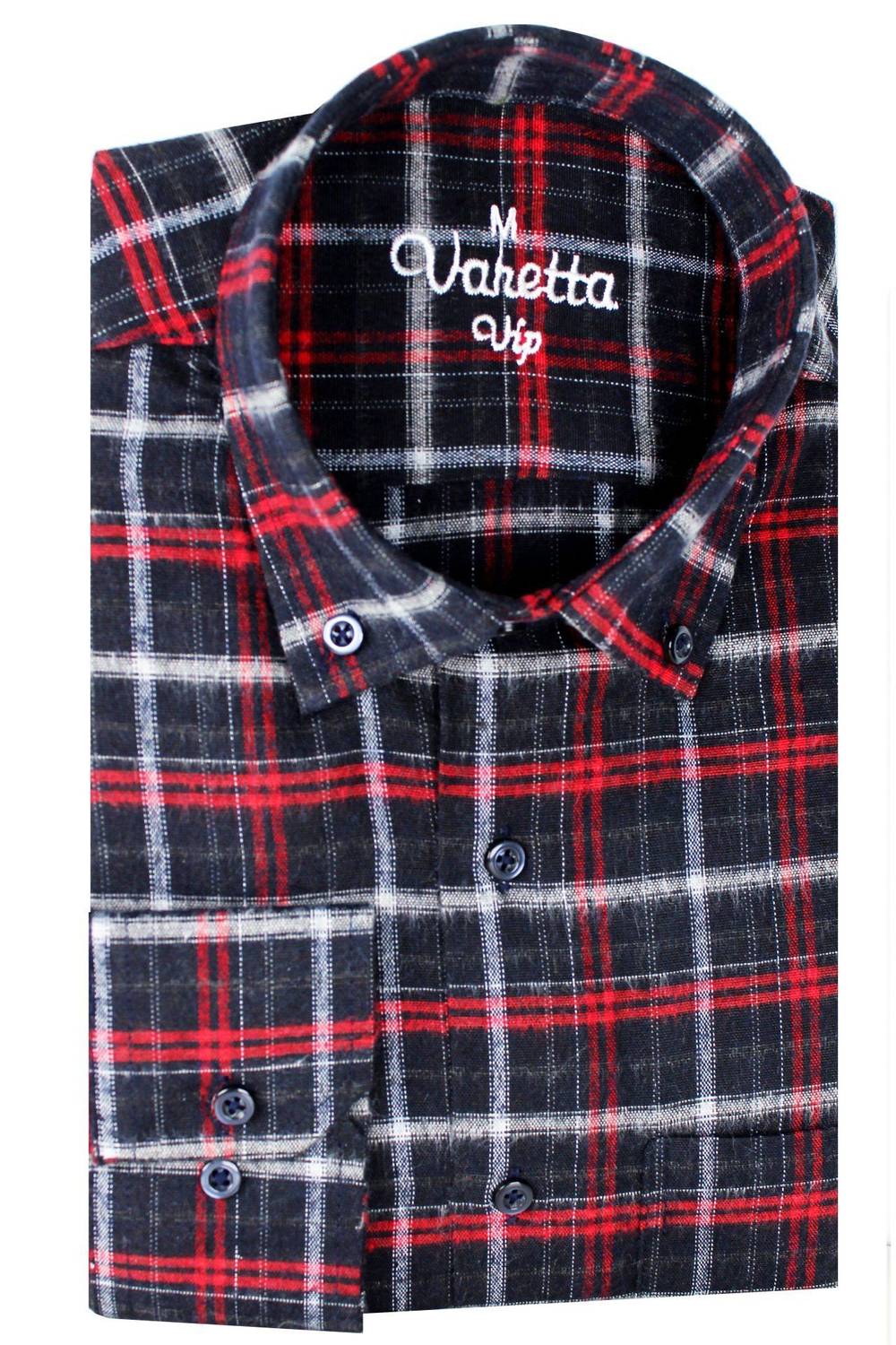 Varetta Men's Black Checkered Winter Pocketed Long Sleeve Classic Cut Shirt