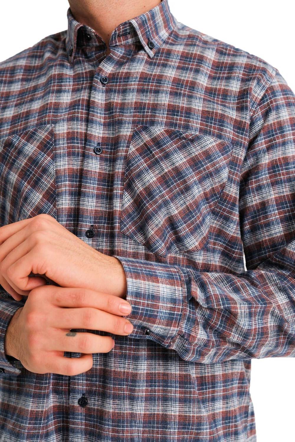 Varetta Men's Double Pocket Winter Checkered Shirt