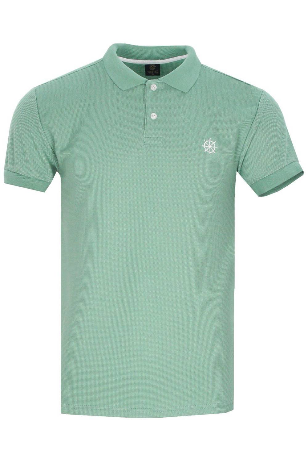 Varetta Men's Mint Green Cotton Waffle Polo Collar T-shirt for Comfort and Durability