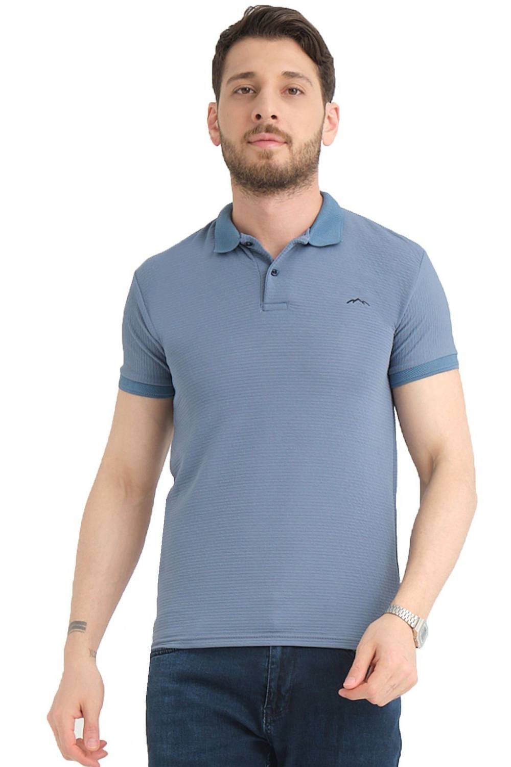 Varetta Men's Blue Short Sleeve Cotton Polo T-Shirt for Stylish Summer Comfort
